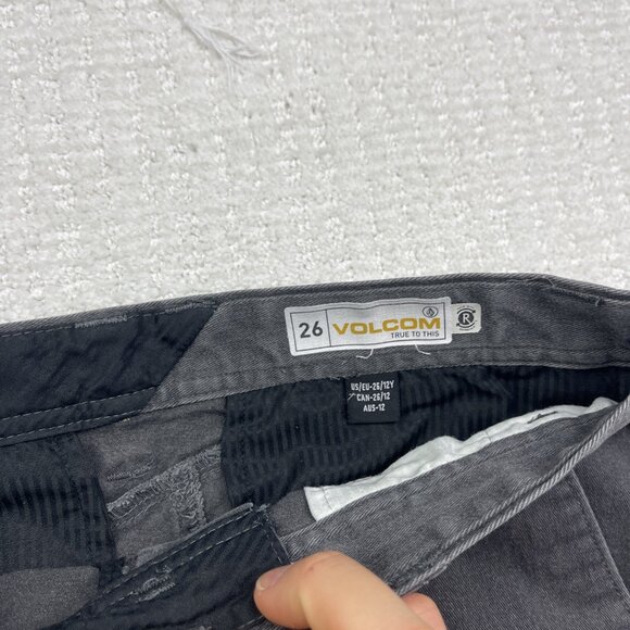 Y2K Volcom Pants Boy 26 / 12 Gray Straight Leg Flat Front Eco Repreve Skater - Picture 4 of 11